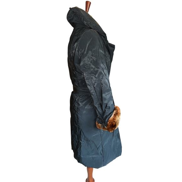 Violanti Black Puffer Coat | Faux Fur Trim | Belted |Size IT 42 | US M - Picture 3 of 13